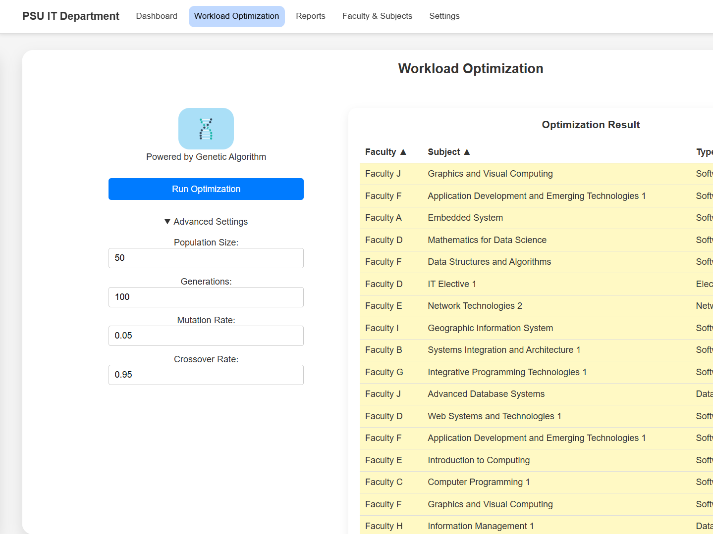 Faculty Workload Balancing System